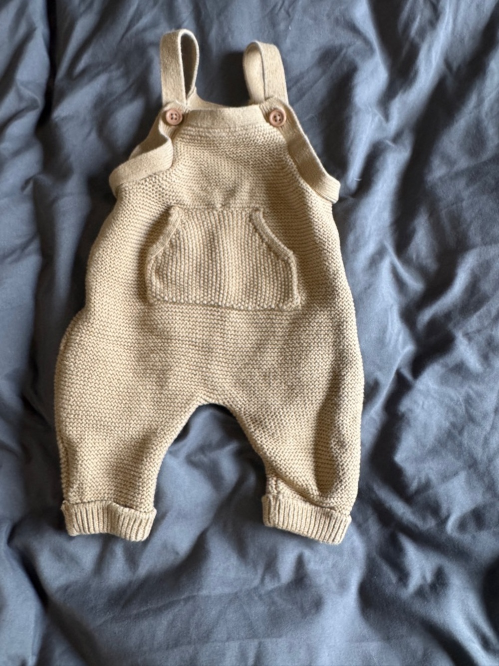 Cozy Knit Baby Overalls in Beige - Classic Babywear